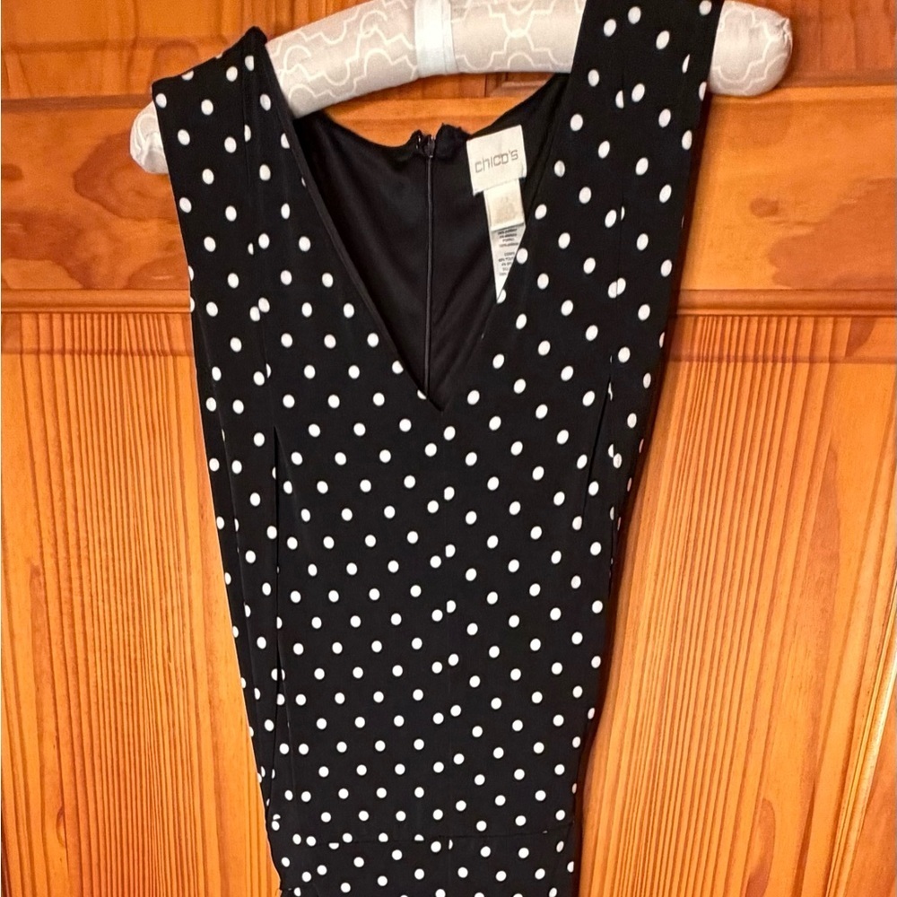 Chico's 2 Black/White Polka Dot Jumpsuit - Picture 4 of 9